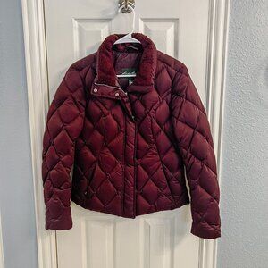 Eddie Bauer women's down puffer jacket maroon